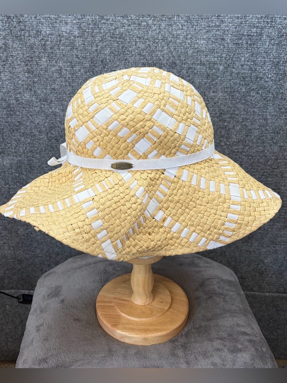 Cappelli Straworld Yellow and White Woven Floppy Beach Hat